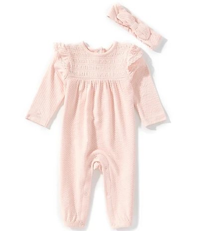 Little Me Baby Girls Long-Sleeve Smocked Coverall