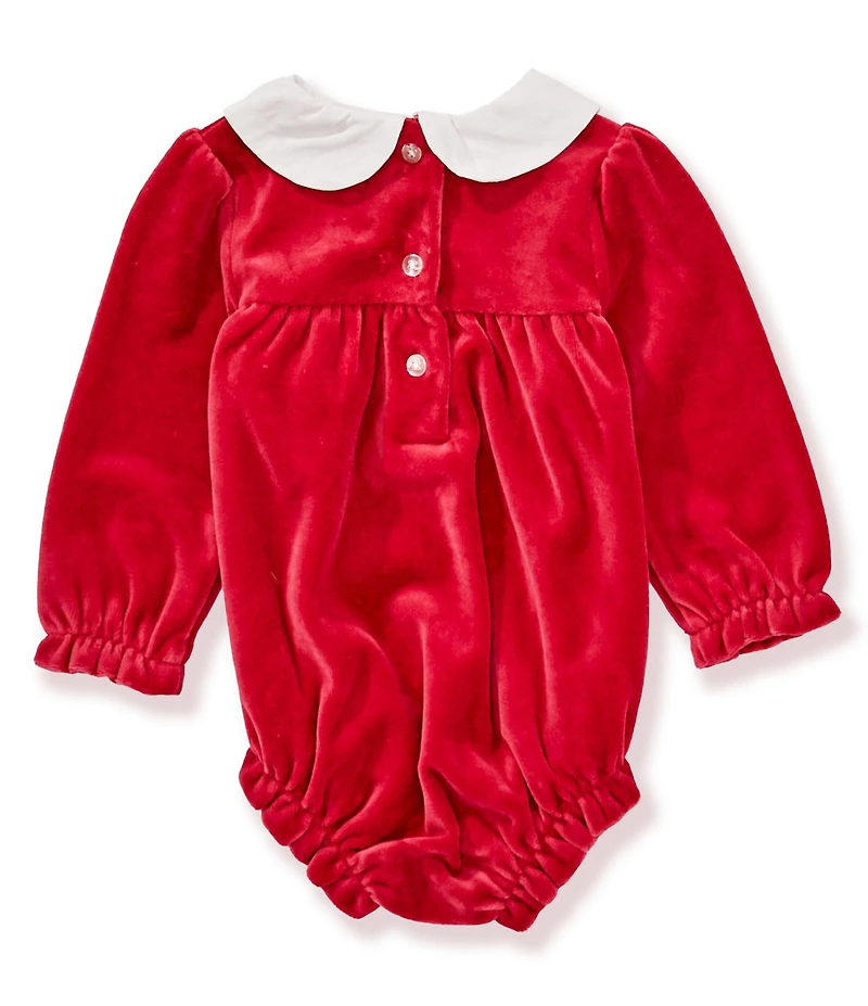 Little Me Baby Girls Long-Sleeve Smocked Velour Bodysuit Headband & Socks Set