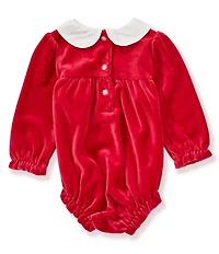 Little Me Baby Girls Long-Sleeve Smocked Velour Bodysuit Headband & Socks Set