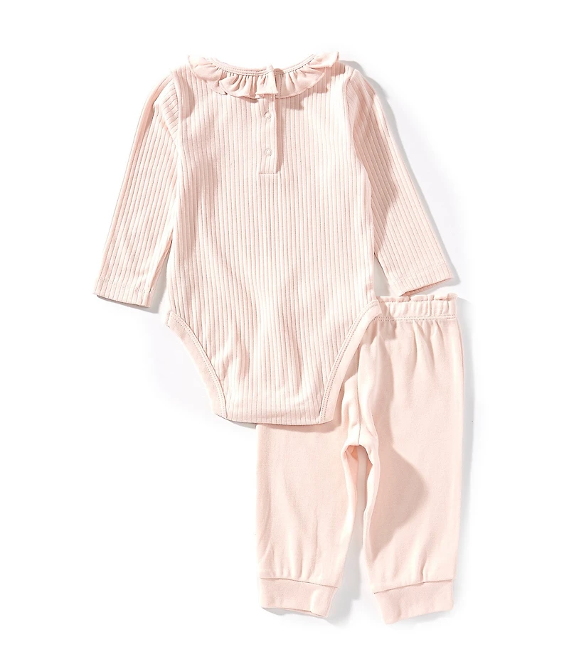 Little Me Baby Girls Long Sleeve Soft Bodysuit & Matching Pants 2-Piece Set With Headband