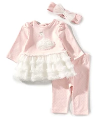 Little Me Baby Girls Long Sleeve Swan Tutu Top & Leggings Set
