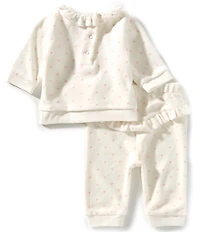 Little Me Baby Girls Long-Sleeve Sweet Bear Motif Fleece Sweatshirt & Matching Jogger Pants Set