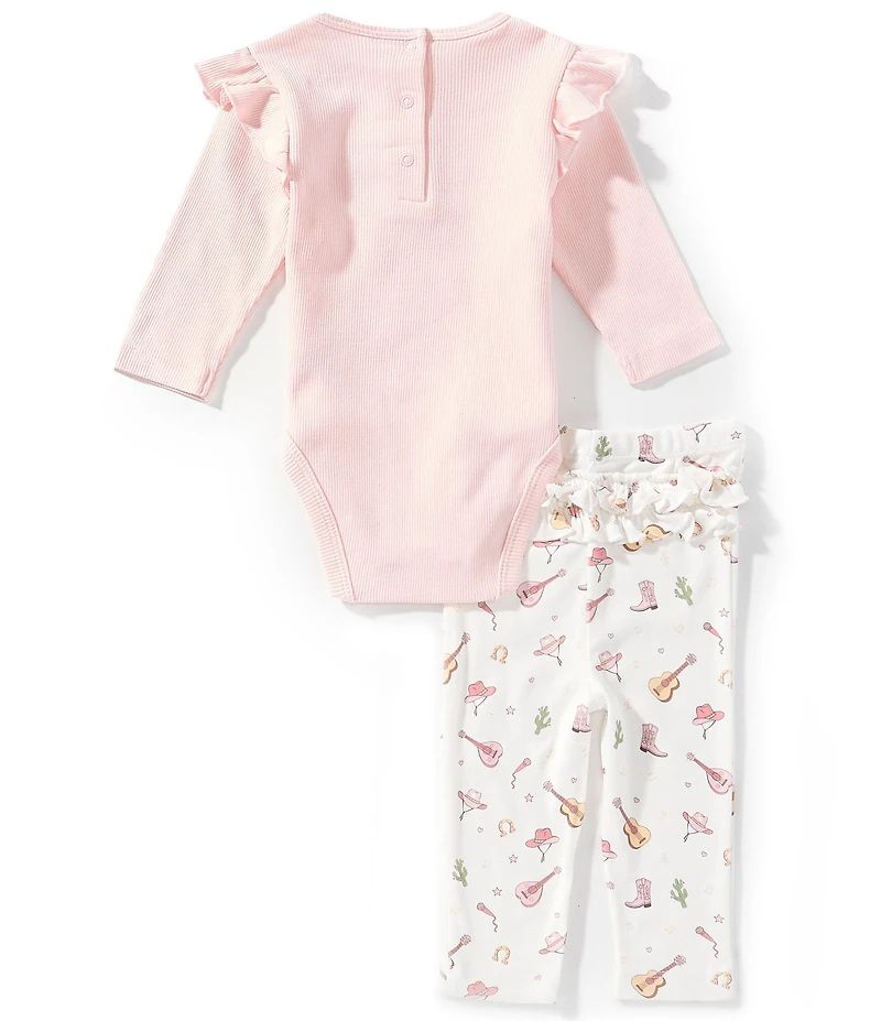 Little Me Baby Girls Long-Sleeve Western-Motif Bodysuit & Allover-Western-Inspired Printed Leggings Set