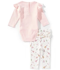Little Me Baby Girls Long-Sleeve Western-Motif Bodysuit & Allover-Western-Inspired Printed Leggings Set