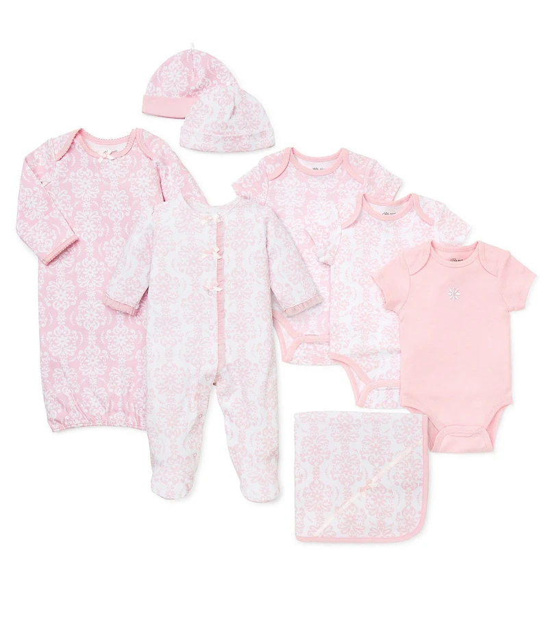 Little Me Baby Girls Damask Print Gown & Hat Set
