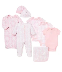 Little Me Baby Girls Damask Print Gown & Hat Set
