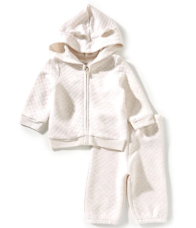 Little Me Baby Girls Oatmeal Quilt Hoodie & Pants Set