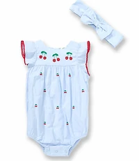 Little Me Baby Girls Organic Cotton Flutter-Sleeve Cherry-Printed Bodysuit