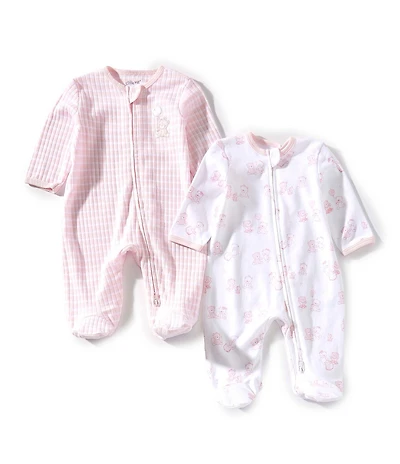 Little Me Baby Girls Organic Cotton Long Sleeve Joyful Bears Footie 2-Pack Set