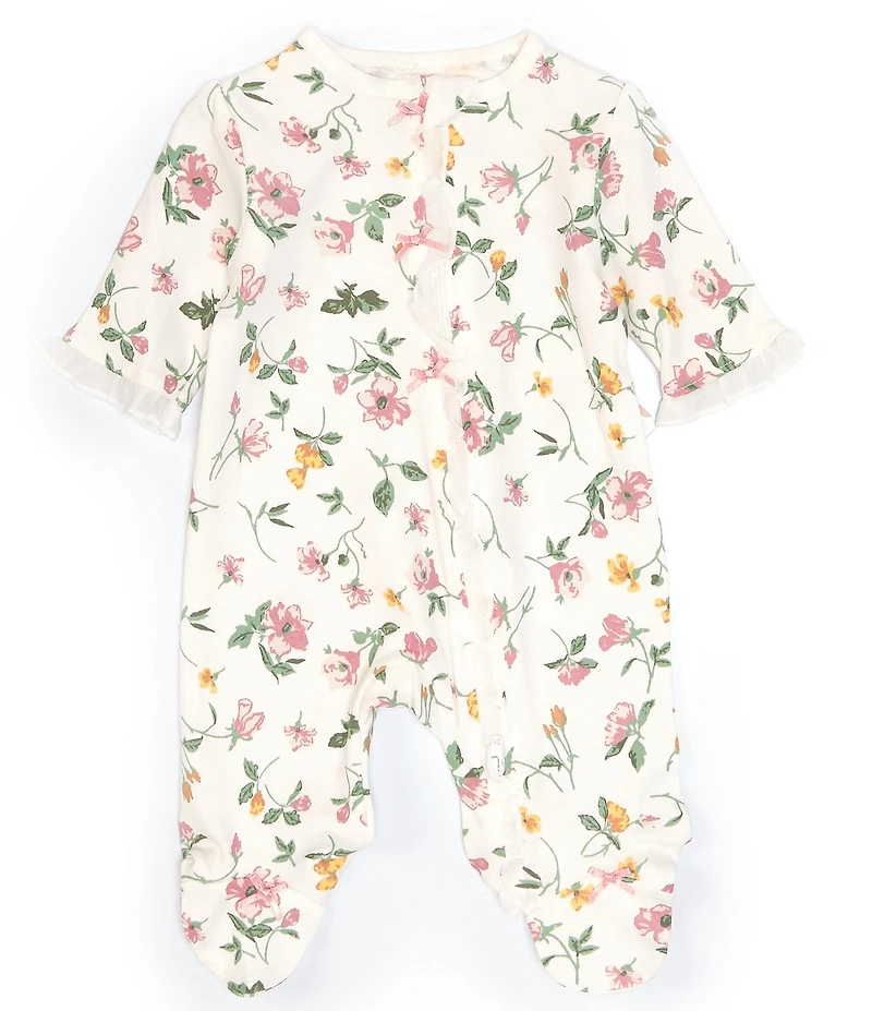 Little Me Baby Girls Floral Leaf Footie