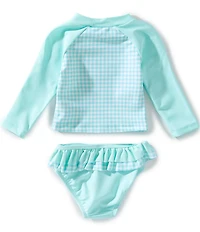 Little Me Baby Girls Raglan-Sleeve Fish Applique Rashguard Top & Coordinating Ruffle Hipster Bottoms Two-Piece Swimsuit