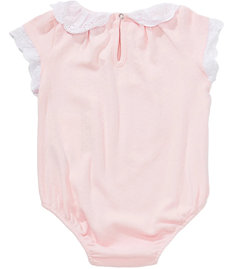Little Me Baby Girls Short Sleeve Eyelet-Embroidered-Collar Bodysuit