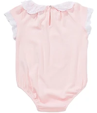 Little Me Baby Girls Short Sleeve Eyelet-Embroidered-Collar Bodysuit