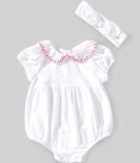 Little Me Baby Girls Short Sleeve Eyelet-Embroidered-Collar Bodysuit