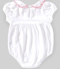 Little Me Baby Girls Short Sleeve Eyelet-Embroidered-Collar Bodysuit