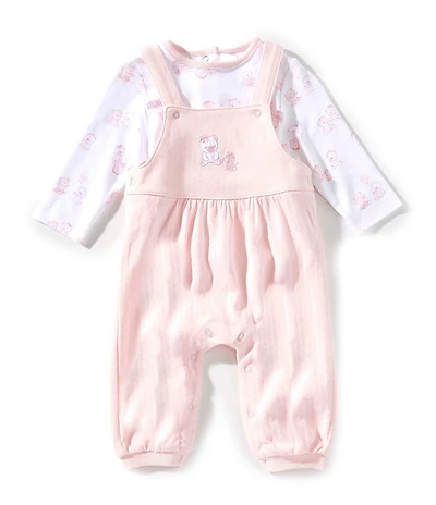 Little Me Baby Girls Sleeveless Bear-Motif Organic Cotton Overall & Bear-Printed Organic Cotton T-Shirt Set