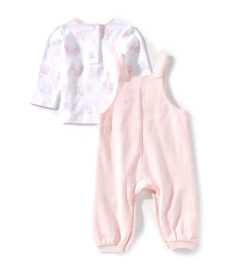 Little Me Baby Girls Sleeveless Bear-Motif Organic Cotton Overall & Bear-Printed Organic Cotton T-Shirt Set