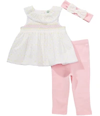 Little Me Baby Girls Sleeveless Dotted Tunic Top & Solid Leggings Set