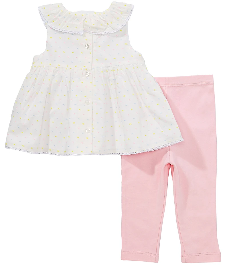 Little Me Baby Girls Sleeveless Dotted Tunic Top & Solid Leggings Set