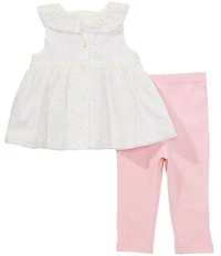 Little Me Baby Girls Sleeveless Dotted Tunic Top & Solid Leggings Set