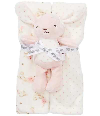Little Me Baby Girls Vintage Rose Baby Blanket And Plush Set