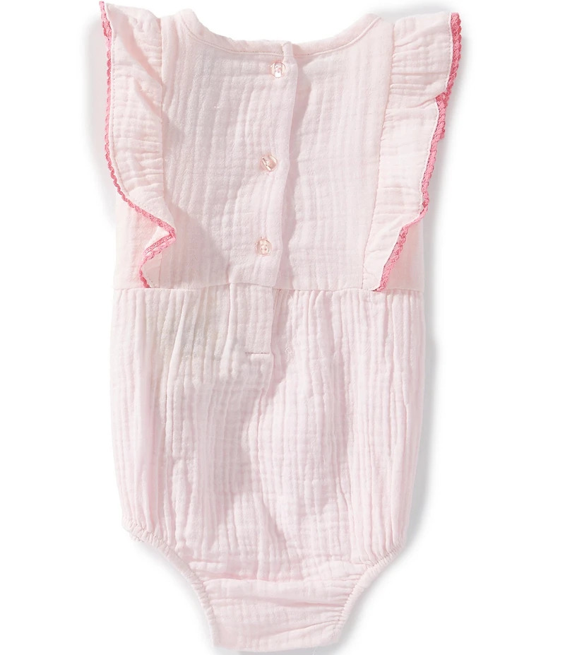 Little Me Baby Girls Woven Cotton Ruffle Flutter Sleeve Embroidered Flowers Bodysuit & Headband Set