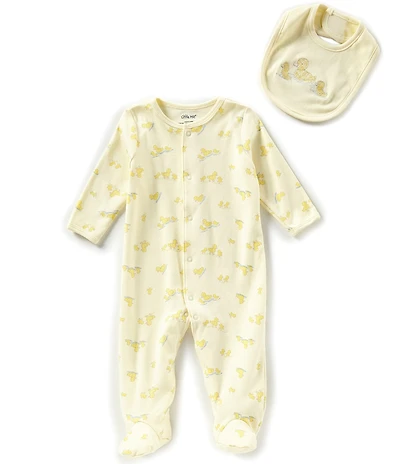Little Me Baby Little Ducks Long-Sleeve Footed Coverall & Bib Set