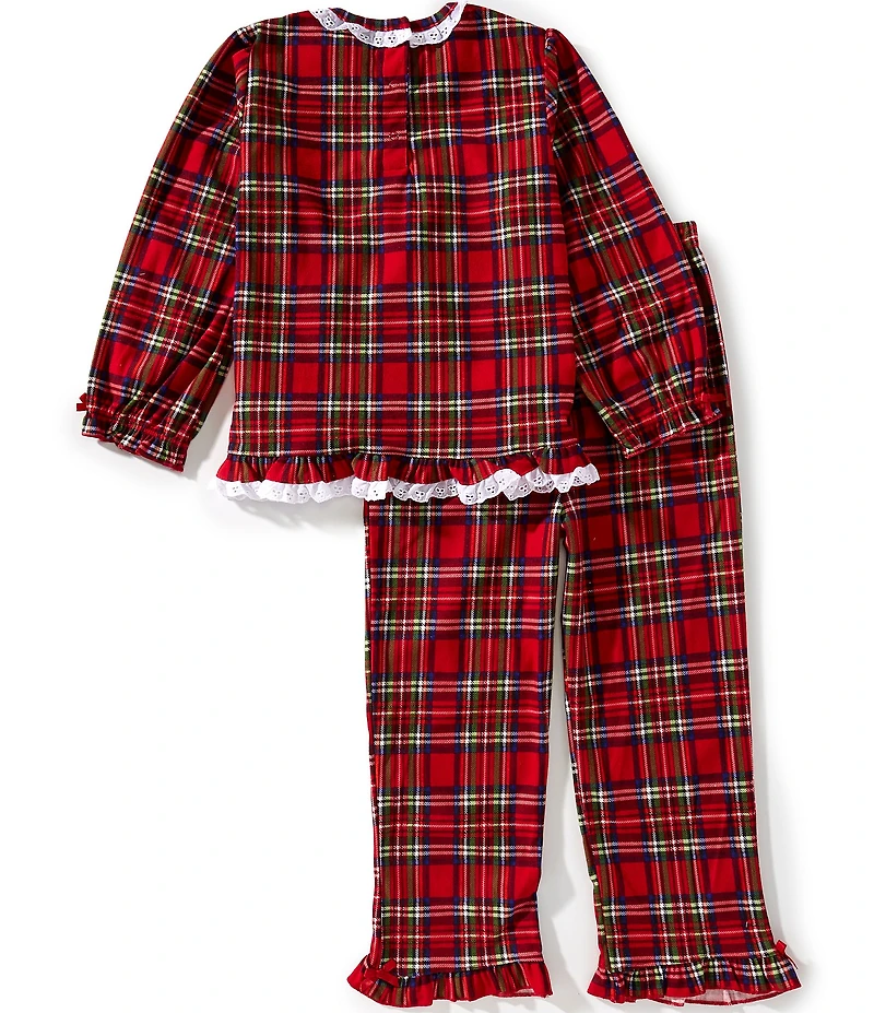 Little Me Little Girls Long-Sleeve Plaid Pajama Top & Matching Pajama Pants Set