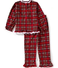 Little Me Little Girls Long-Sleeve Plaid Pajama Top & Matching Pajama Pants Set
