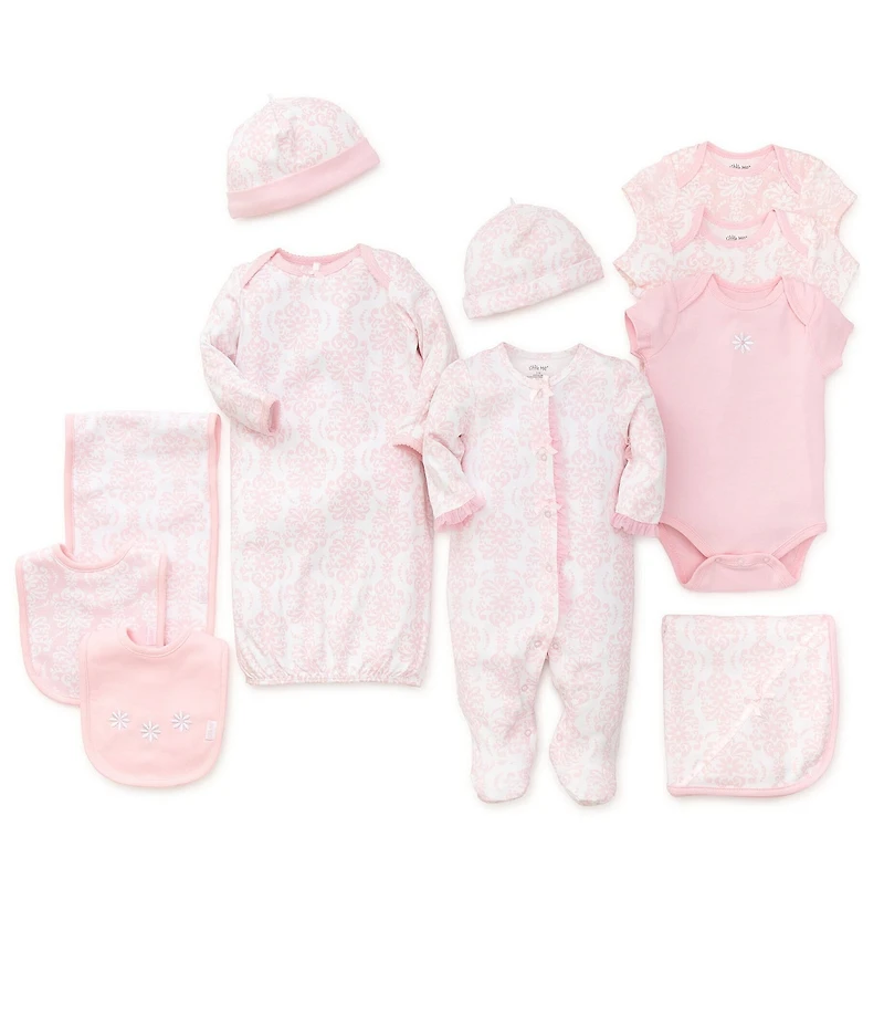 Little Me Pink Damask Bib & Burp Set