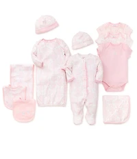 Little Me Pink Damask Bib & Burp Set