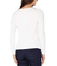 Liverpool Los Angeles Boat Neck Long Sleeve Knit Ribbed Top