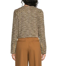 Liverpool Los Angeles Boucle Knit Collarless Long Sleeve Moto Jacket