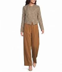 Liverpool Los Angeles Boucle Knit Collarless Long Sleeve Moto Jacket