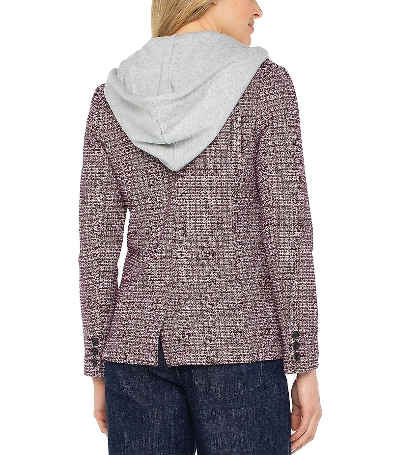 Liverpool Los Angeles Boucle Knit Notch Collar Long Sleeve Hooded Boyfriend Blazer