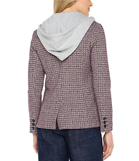 Liverpool Los Angeles Boucle Knit Notch Collar Long Sleeve Hooded Boyfriend Blazer