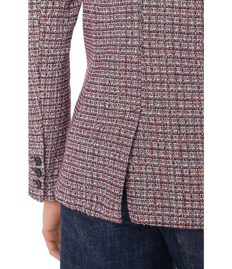 Liverpool Los Angeles Boucle Knit Notch Collar Long Sleeve Hooded Boyfriend Blazer