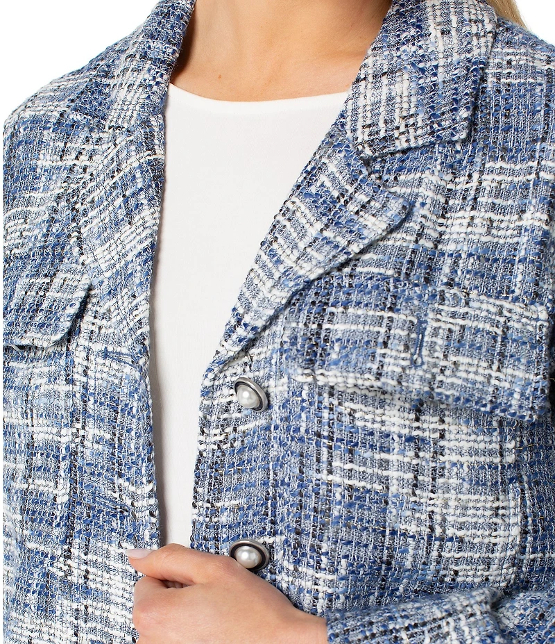 Liverpool Los Angeles Boucle Notch Collar Long Sleeve Boxy Shacket