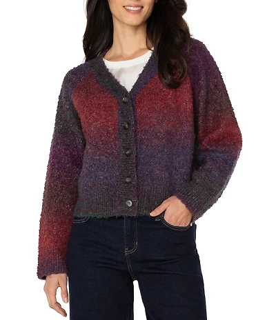 Liverpool Los Angeles Boucle Ombre V-Neck Long Sleeve Cardigan