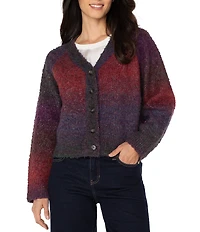 Liverpool Los Angeles Boucle Ombre V-Neck Long Sleeve Cardigan