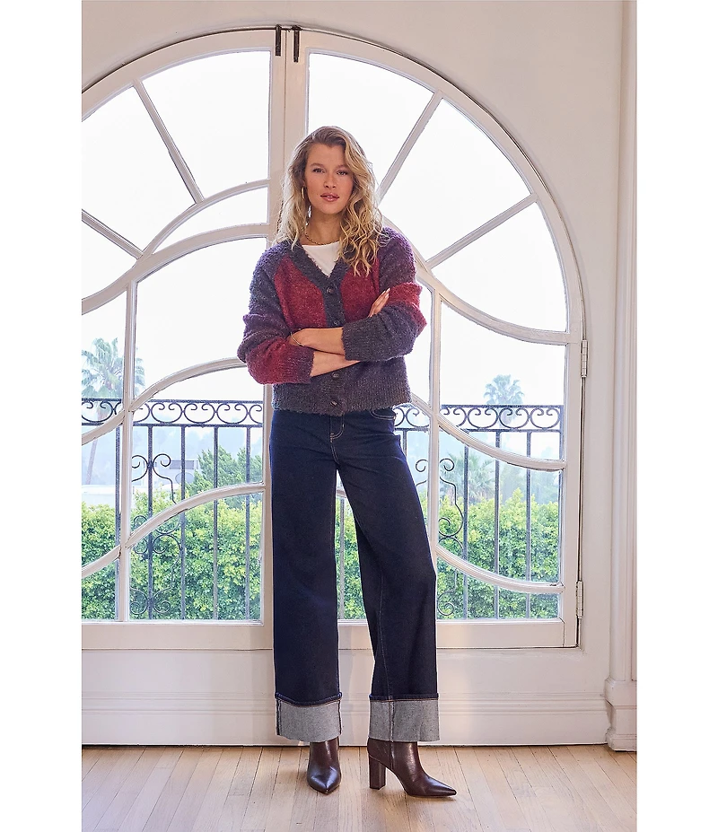 Liverpool Los Angeles Boucle Ombre V-Neck Long Sleeve Cardigan