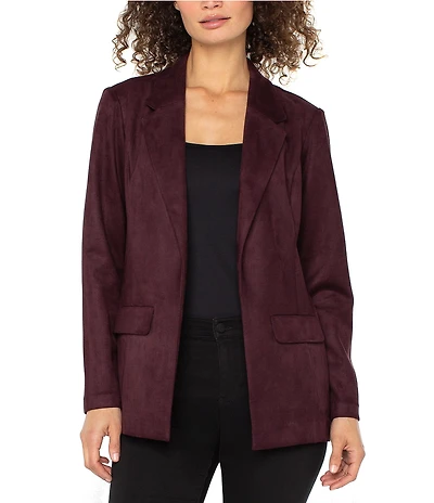 Liverpool Los Angeles Coordinating Boyfriend Suede Notch Collar Long Sleeve Blazer