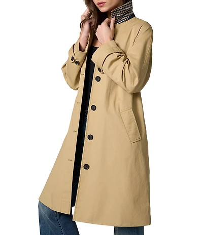 Liverpool Los Angeles Broadcloth Cotton Notch Collar Long Sleeve Coat