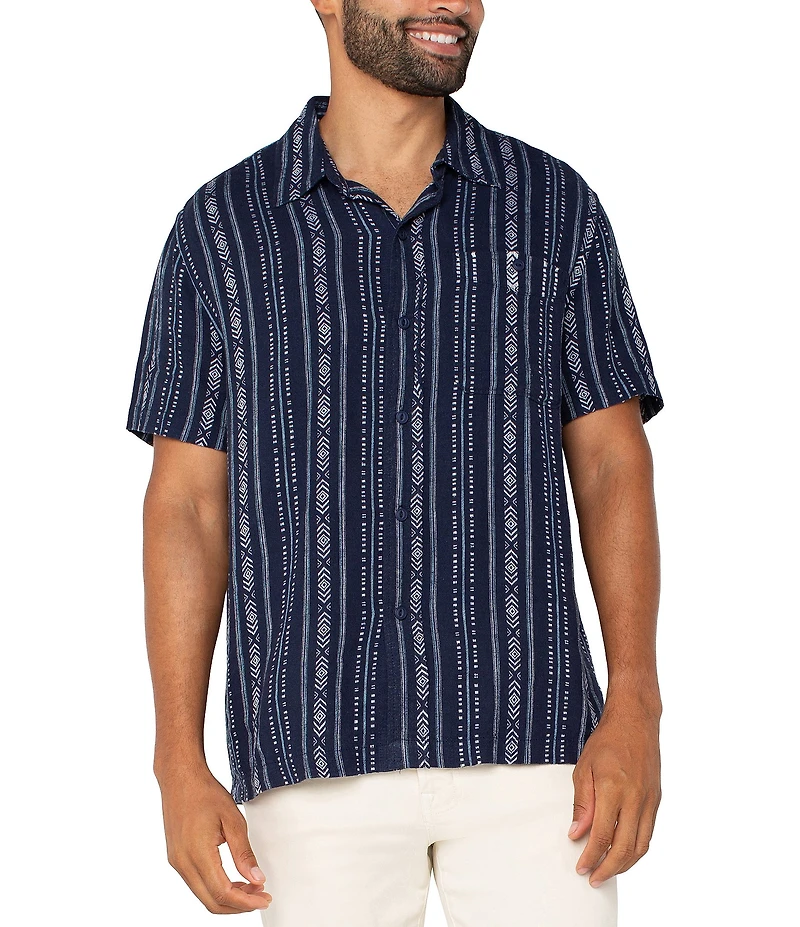 Liverpool Los Angeles Button Up Linen Patterned Shirt