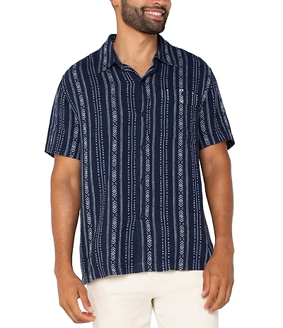 Liverpool Los Angeles Button Up Linen Patterned Shirt