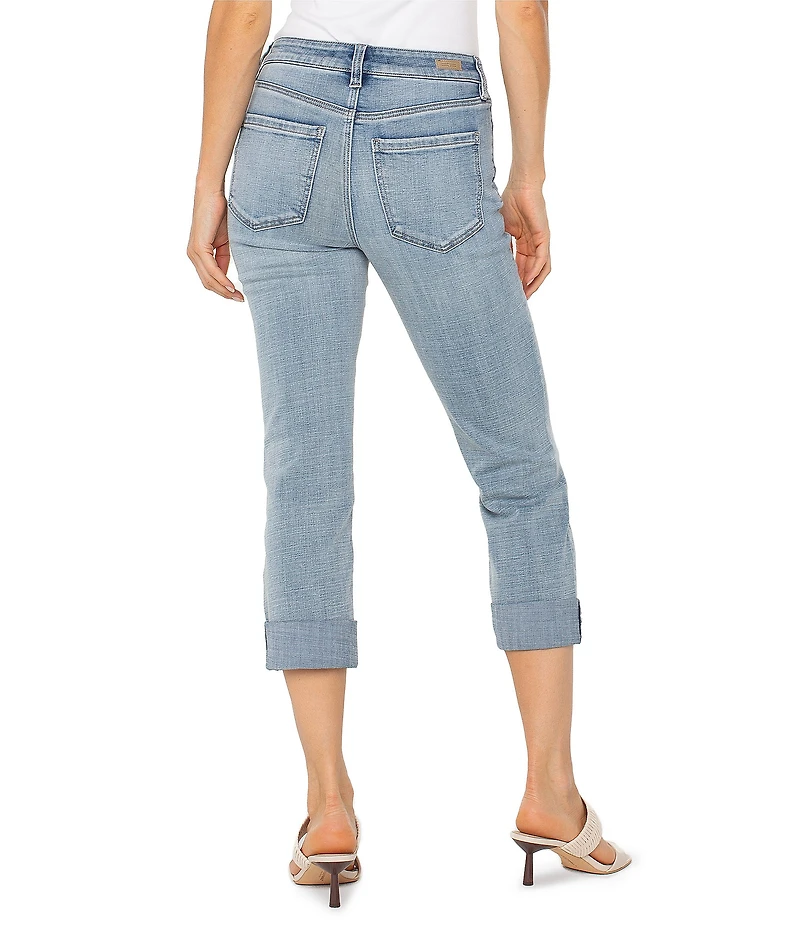 Liverpool Los Angeles Charlie Stretch Denim Mid-Rise Straight Leg Cuffed Cropped Jeans