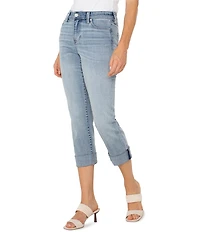 Liverpool Los Angeles Charlie Stretch Denim Mid-Rise Straight Leg Cuffed Cropped Jeans