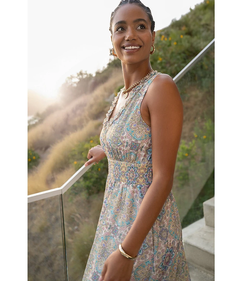 Liverpool Los Angeles Chiffon Printed V-Neck Sleeveless Maxi Dress