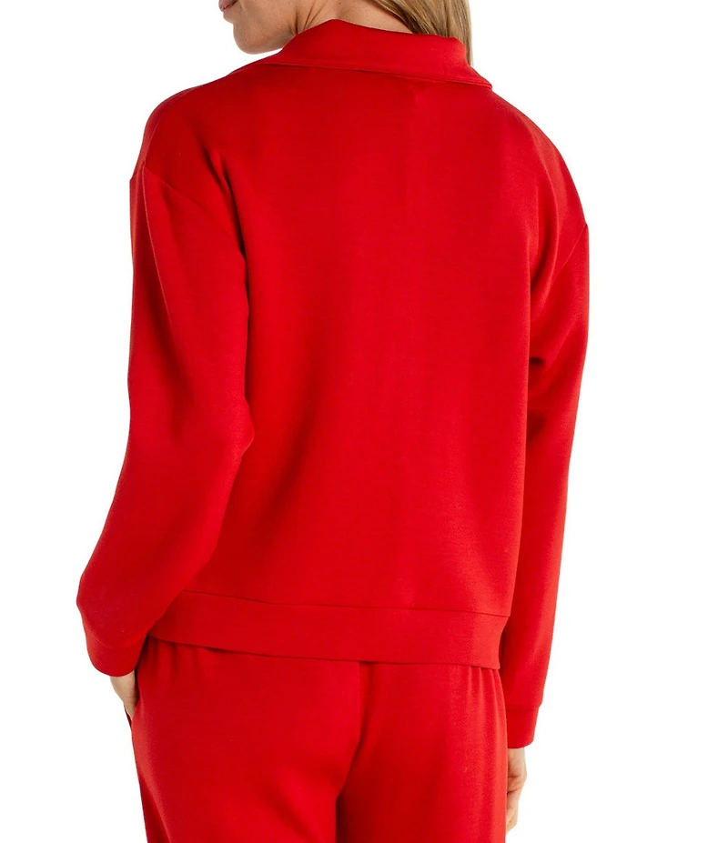 Liverpool Los Angeles Coordinating Cloud Knit Mock Neck Half Zipper Long Sleeve Top