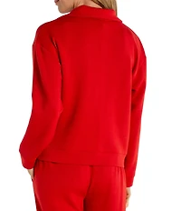 Liverpool Los Angeles Coordinating Cloud Knit Mock Neck Half Zipper Long Sleeve Top